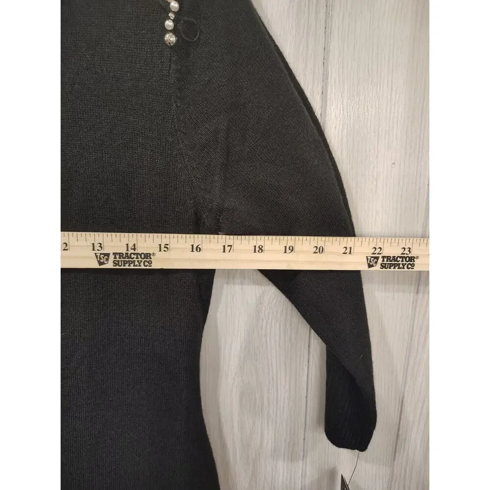 ACB Women's Sweater Dress Faux Pearl Rhinestone Size S Black NWT